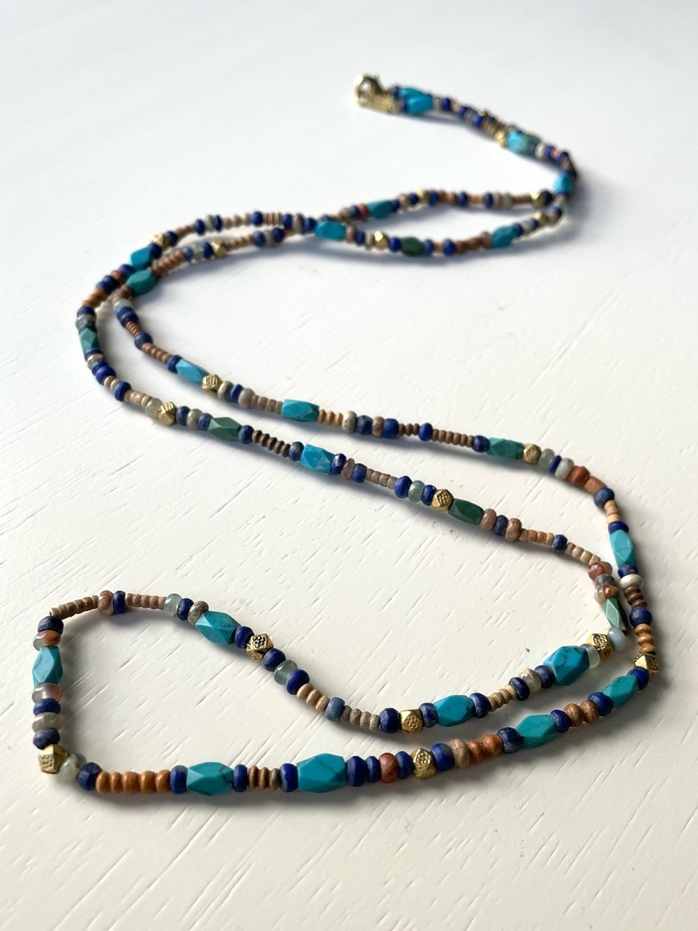 Chan Luu boho mixed beaded necklace faux turquoise